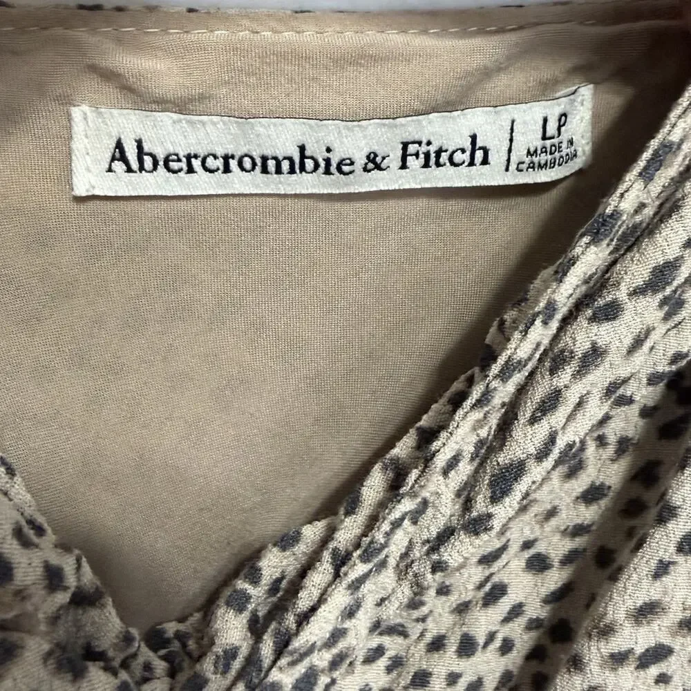 Abercrombie & Fitch Maxi Dress Womens Large LP Leopard Print Twist Front Classic